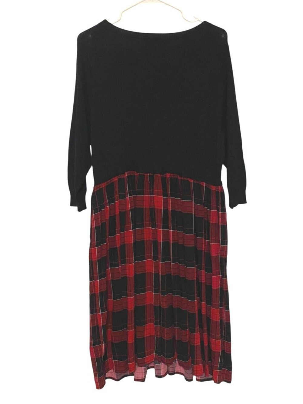 Torrid Black Red Plaid Mini Challis To Knit Dress Long Sleeve Size 1 1X